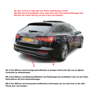 S6 Look Diffuser + Exhaust tail pipes for Audi A6 C8 S line - (B-WARE)