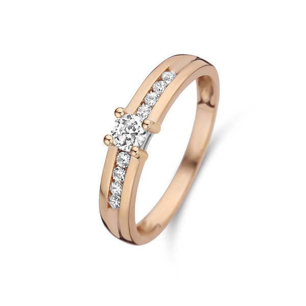 openbaar enkel verloving Rosé gouden ring - Elegante dames ringen van 14k rosé goud