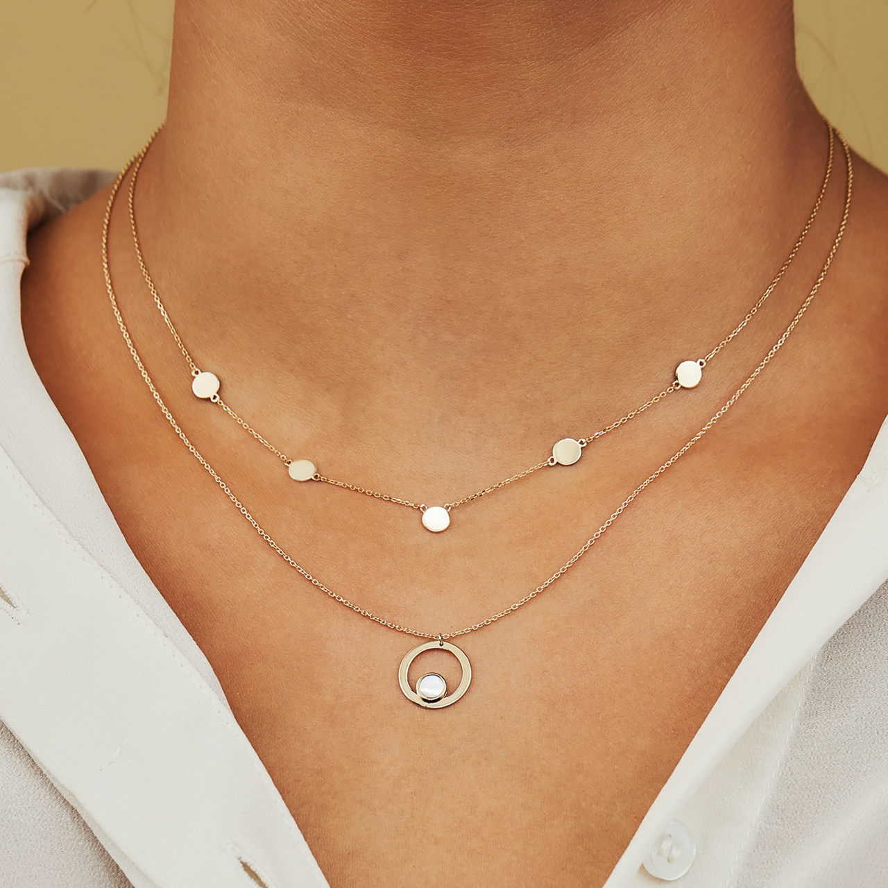 Isabel Bernard Belleville Nova 14 karat gold necklace with mother of pearl