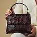 Isabel Bernard Femme Forte Heline croco brown calfskin leather handbag