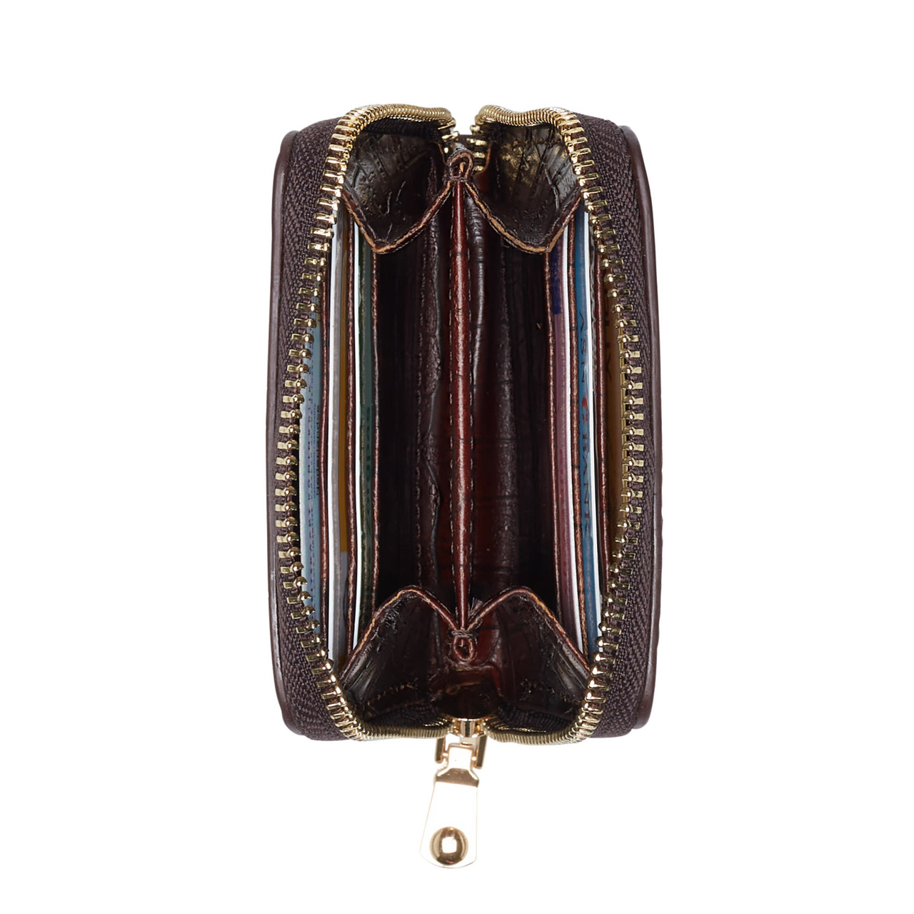 Isabel Bernard Honoré Jules croco brown calfskin leather zipper wallet