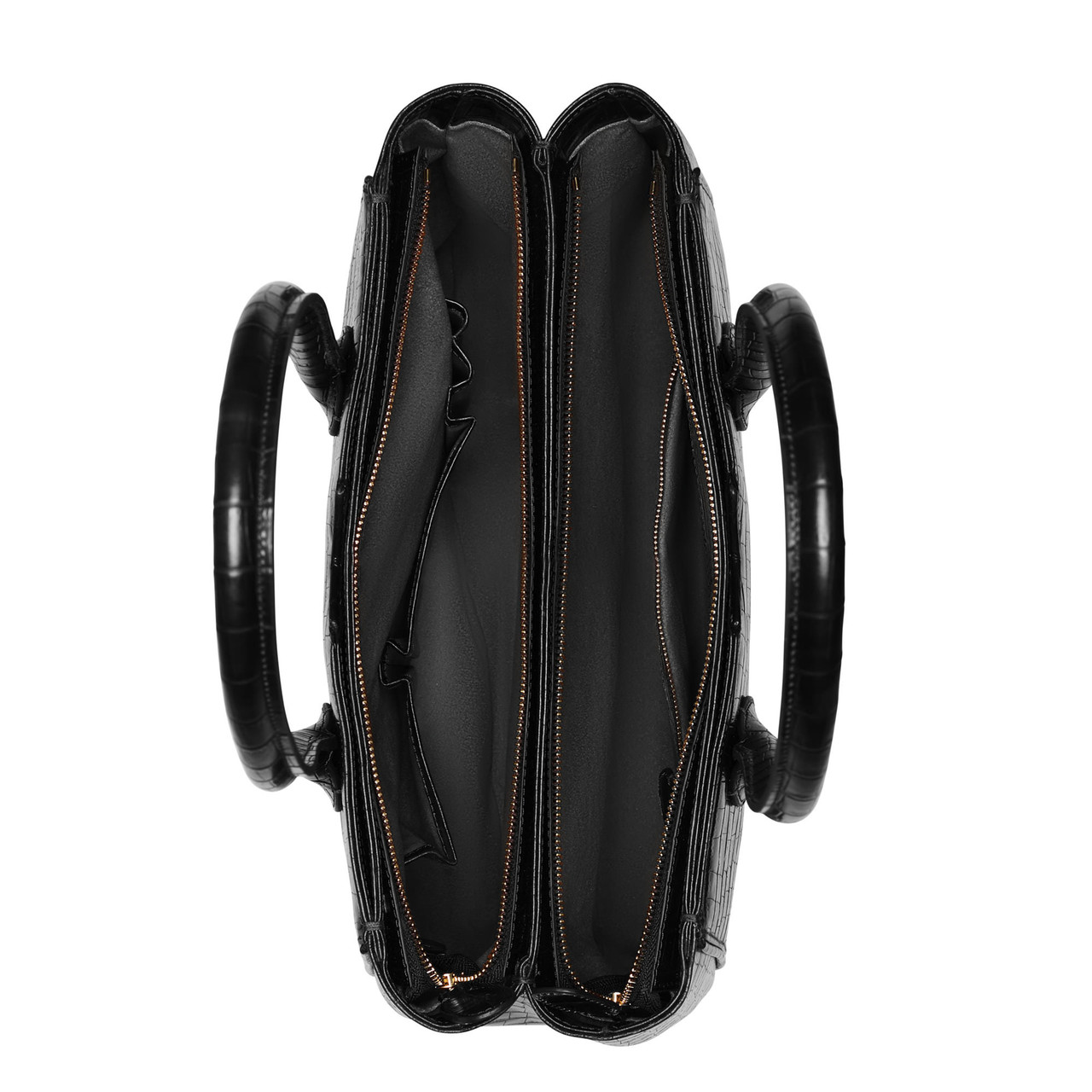 Isabel Bernard Honoré Cloe croco black calfskin leather handbag