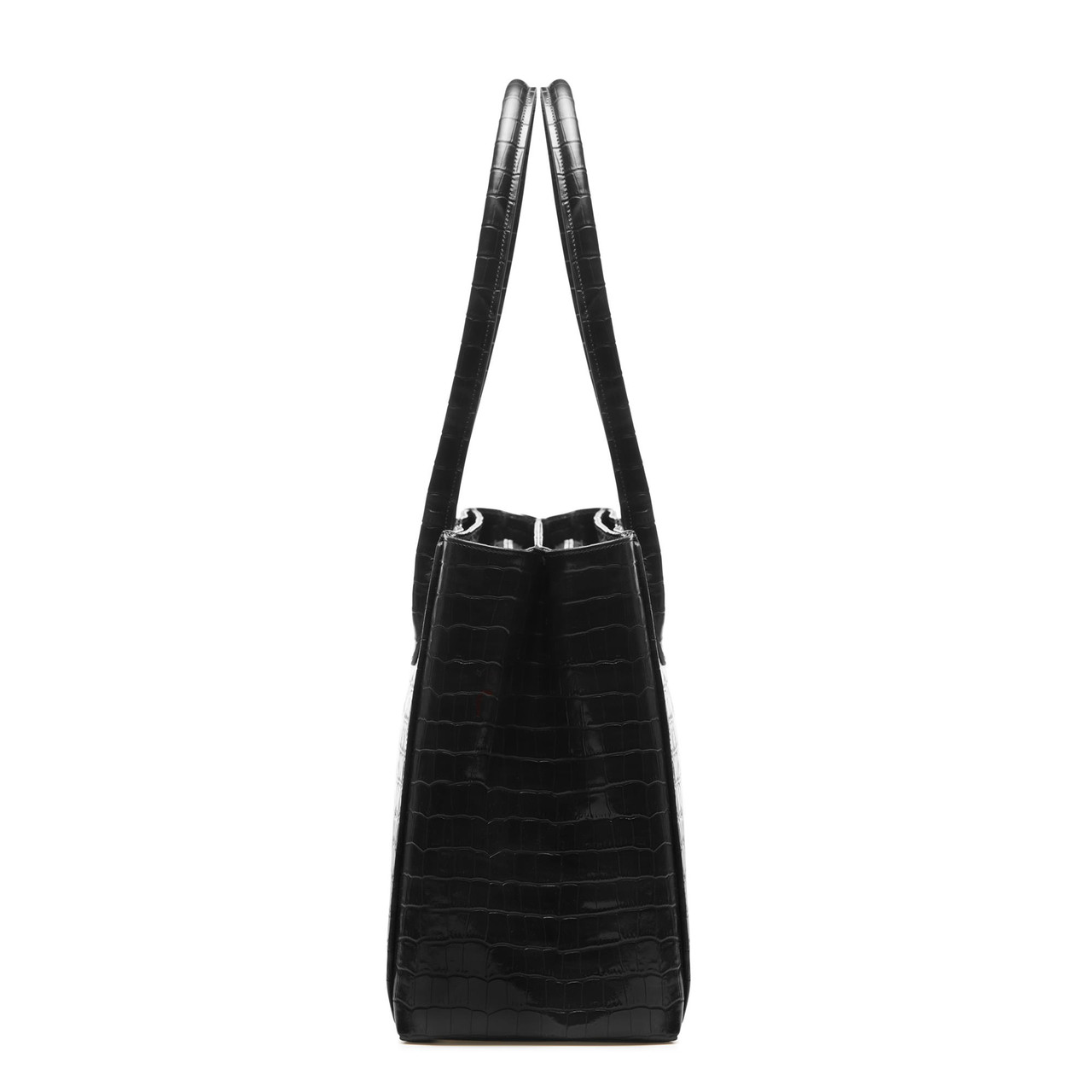 Isabel Bernard Honoré Cloe croco black calfskin leather handbag