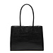 Isabel Bernard Honoré Cloe croco black calfskin leather handbag