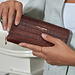 Isabel Bernard Honoré Léa croco brown calfskin leather zipper wallet
