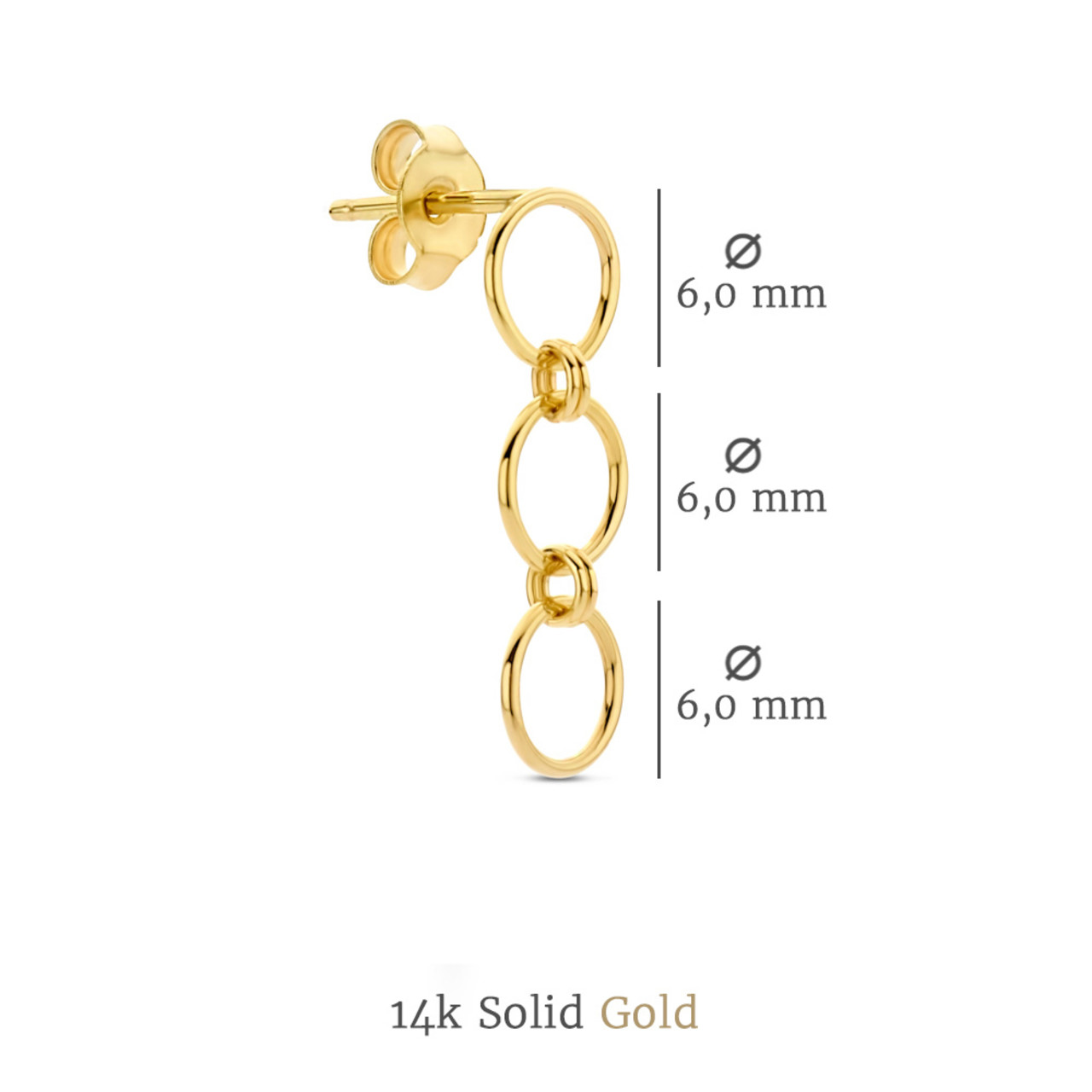  Pendientes largos de oro de 14k 2 tonos - 0.157 in X