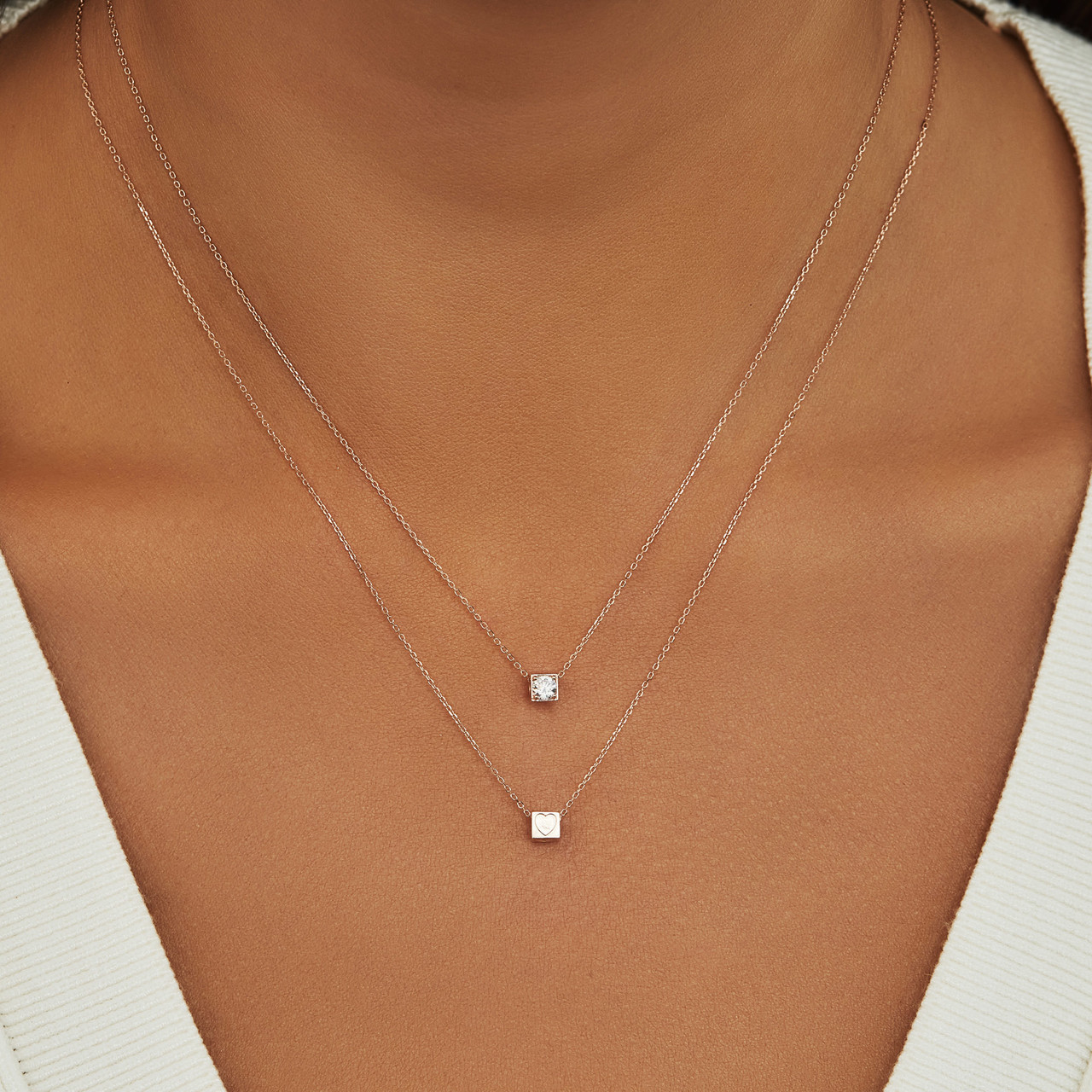 Isabel Bernard La Concorde Felie 14 karat rose gold cube charm with zirconia stone