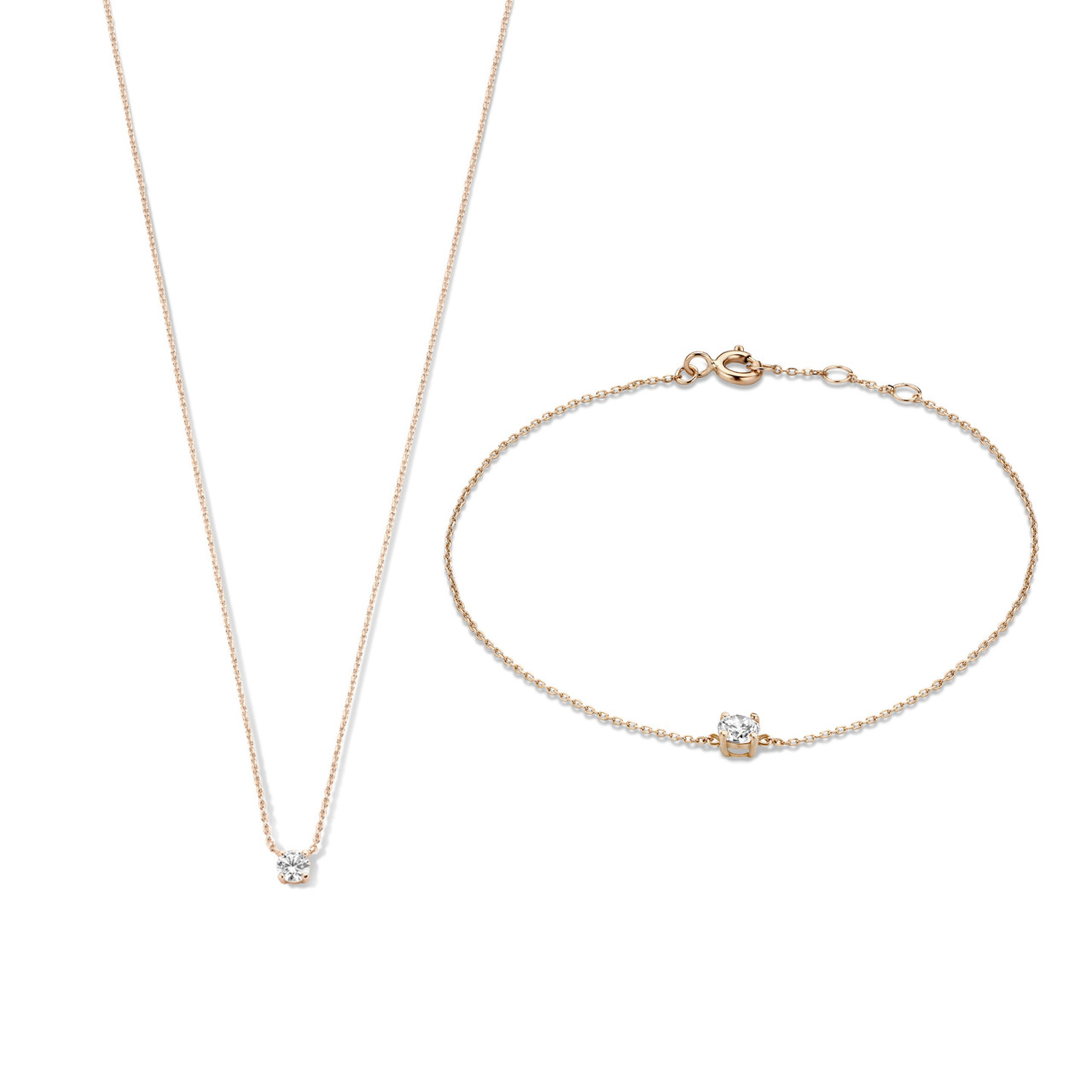 Cadeau d'Isabel ensemble cadeau collier et bracelet en or rose 14 carats