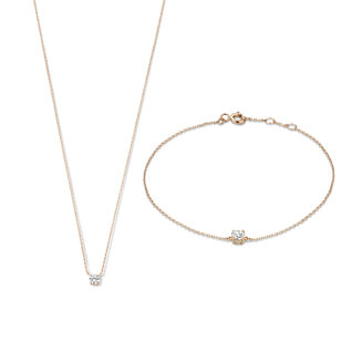 Isabel Bernard Cadeau d'Isabel 14 karat rosé guld halsband och armband presentuppsättning