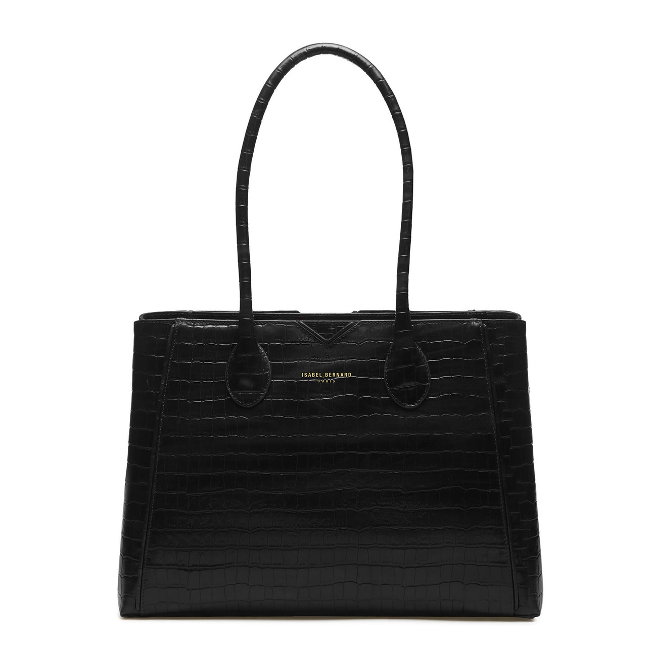 Isabel Bernard Cadeau d'Isabel croco black leather handbag and wallet gift set