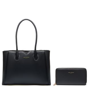 Isabel Bernard Cadeau d'Isabel black leather handbag and wallet gift set