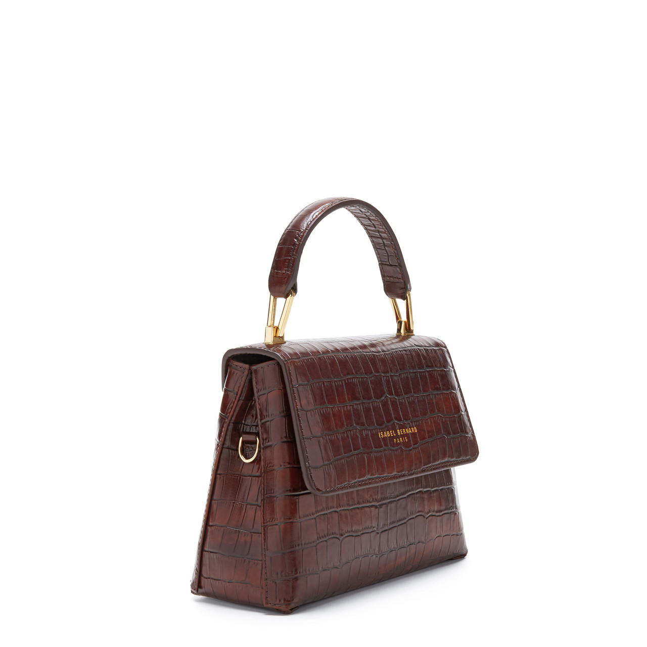 Isabel Bernard Femme Forte Heline croco brown calfskin leather handbag