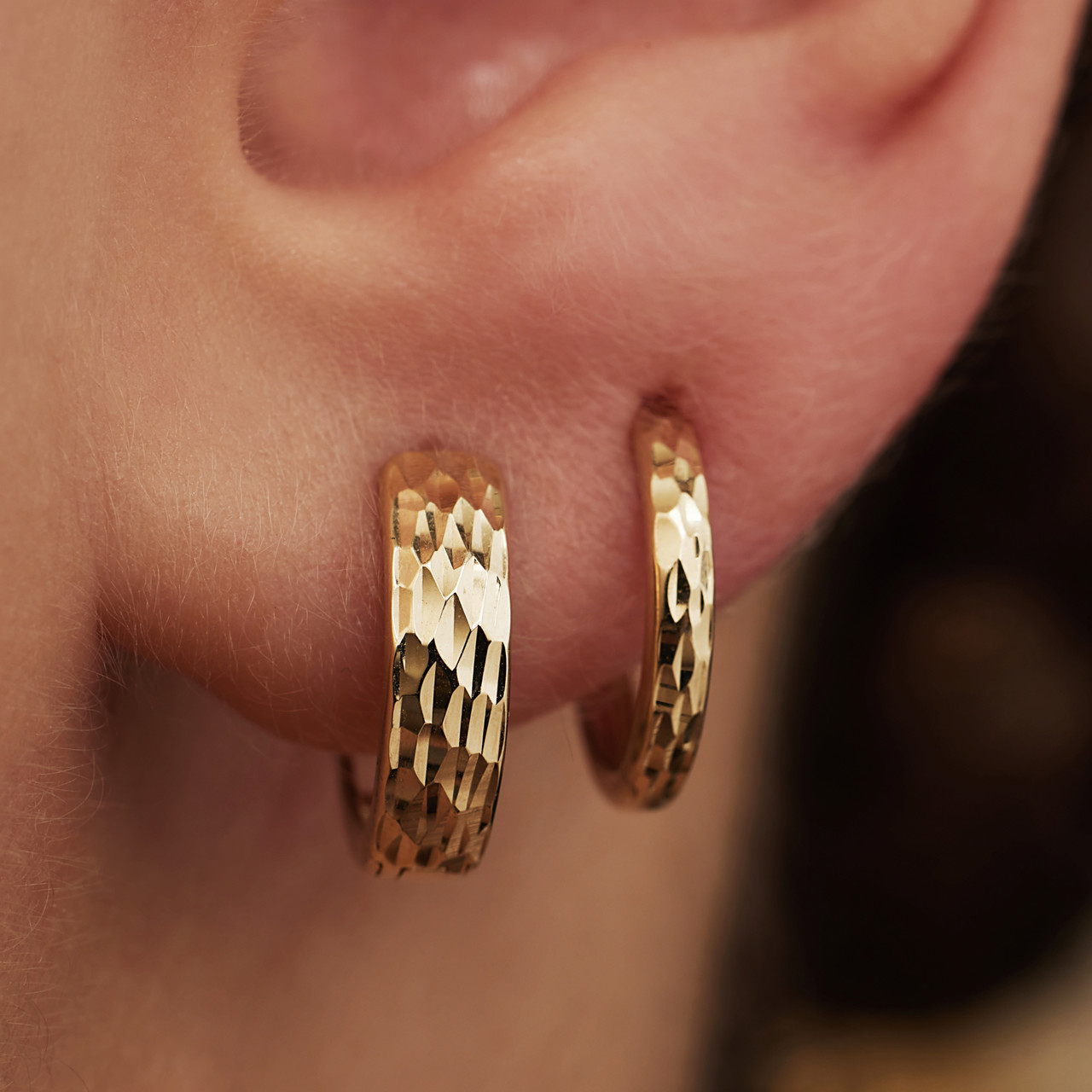 Isabel Bernard Rivoli Laura 14 karat gold hoop earrings with diamond cut