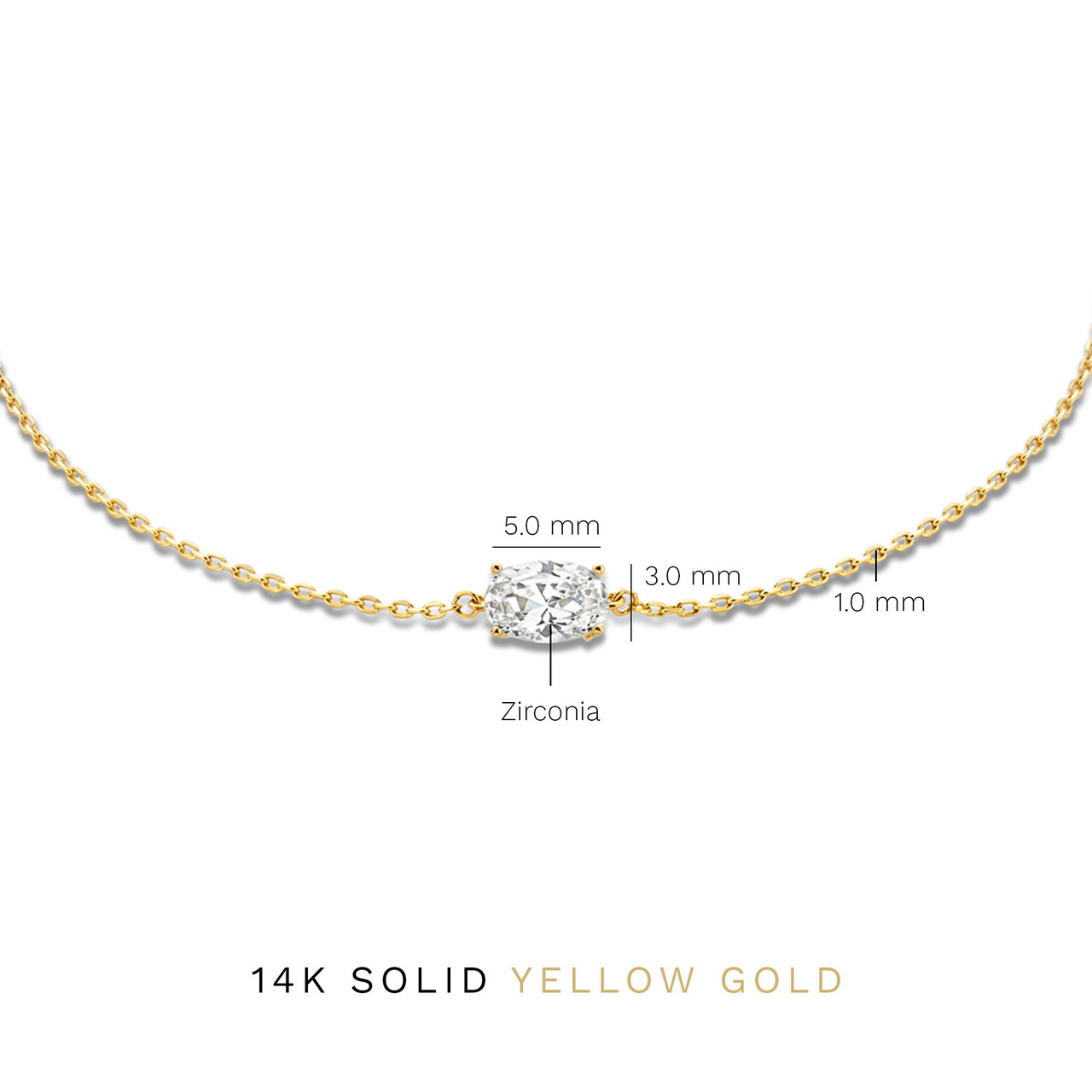 Isabel Bernard Baguette Genevieve 14 karat gold bracelet with white zirconia stone