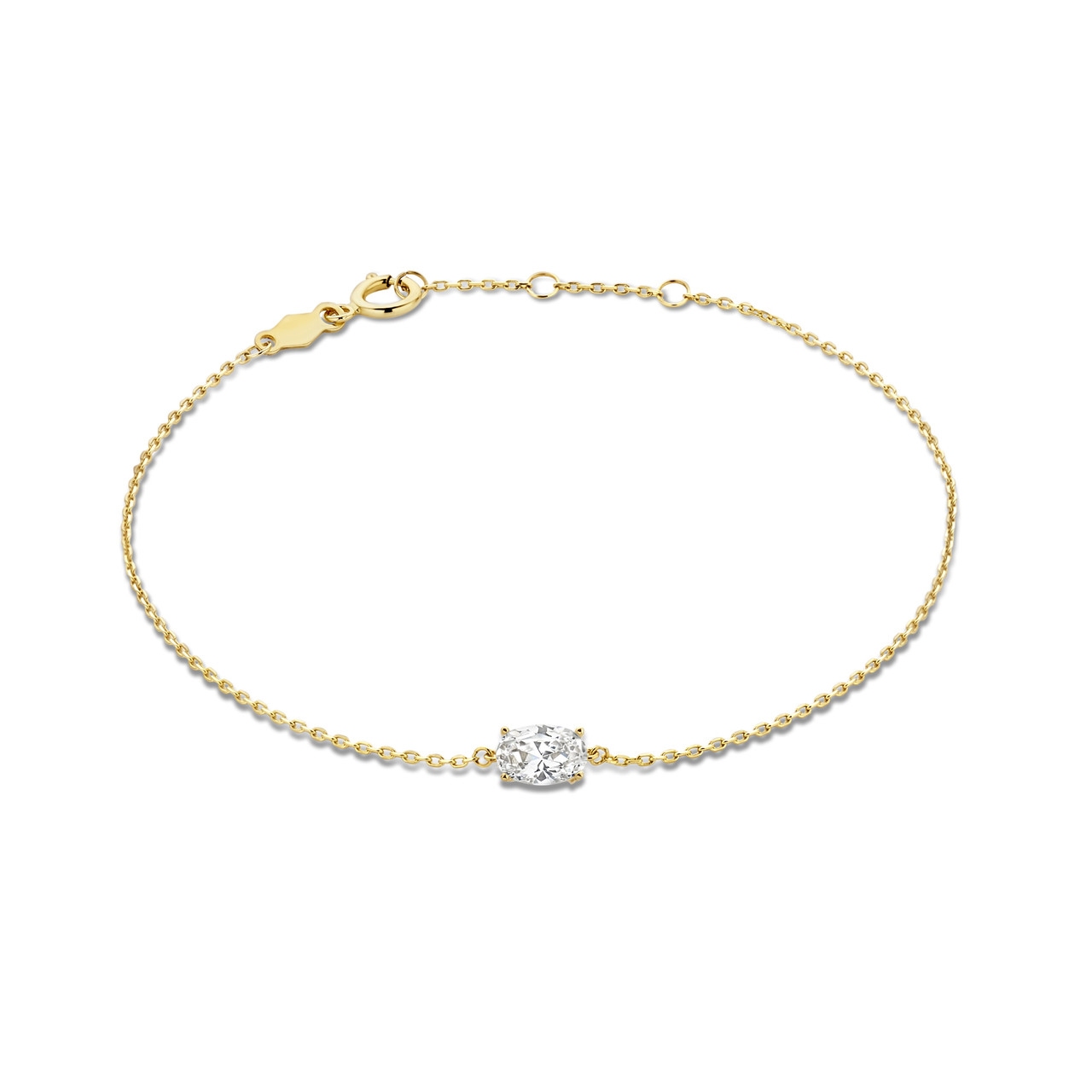 Isabel Bernard Baguette Genevieve 14 karat gold bracelet with white zirconia stone