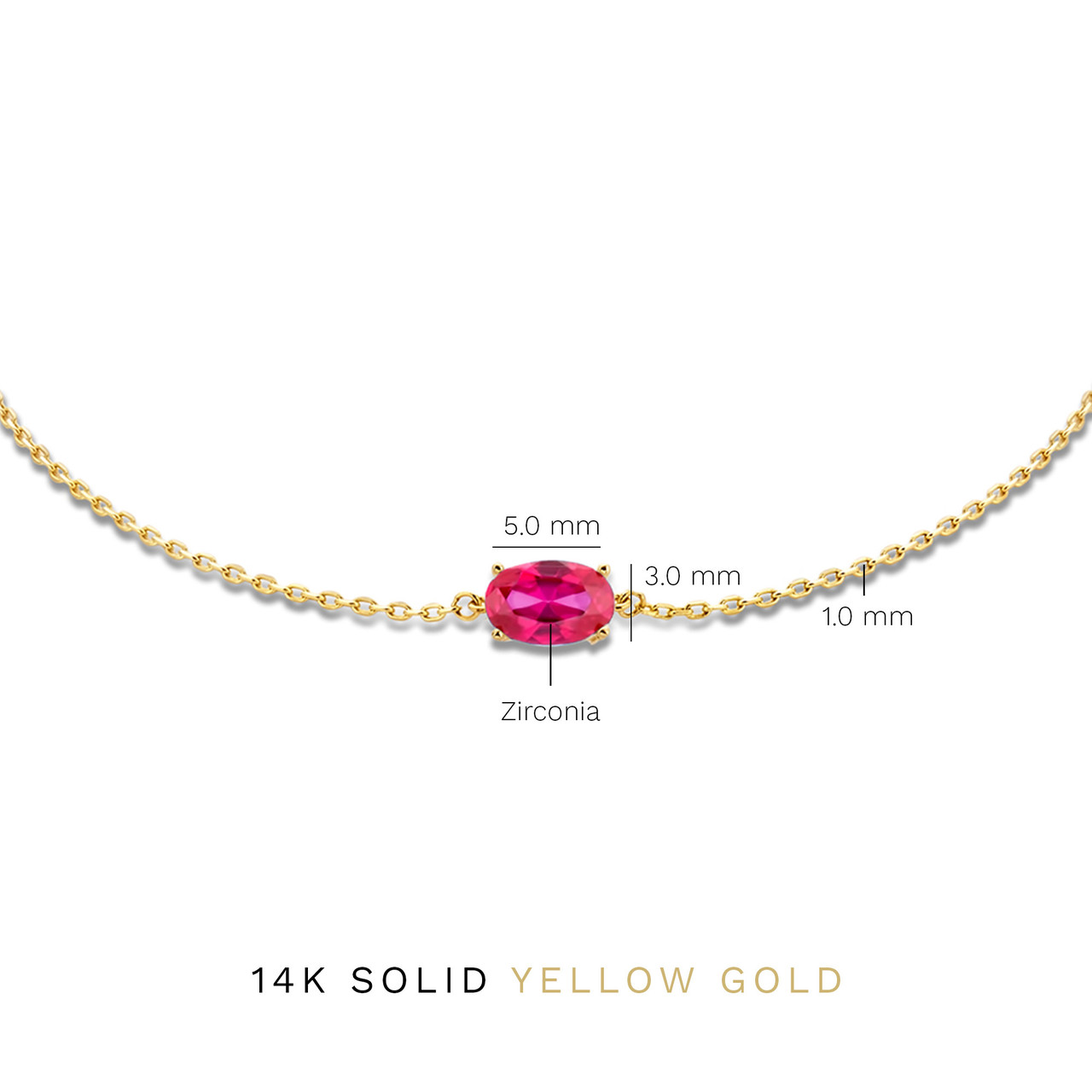 Isabel Bernard Baguette Roux 14 karat gold bracelet with red zirconia stone