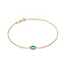 Isabel Bernard Baguette Olivia 14 karaat gouden armband met groene zirkonia steen