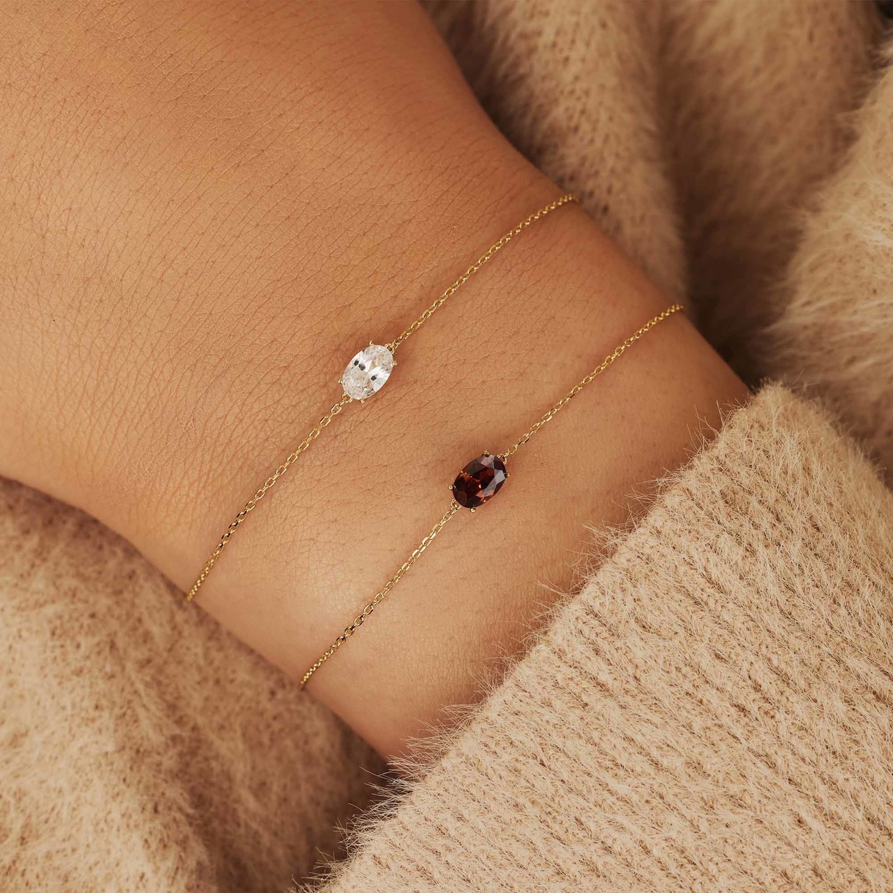 Isabel Bernard Baguette Brune 14 karat gold bracelet with brown zirconia stone