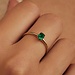 Isabel Bernard Baguette Olivia 14 karaat gouden ring met groene zirkonia steen