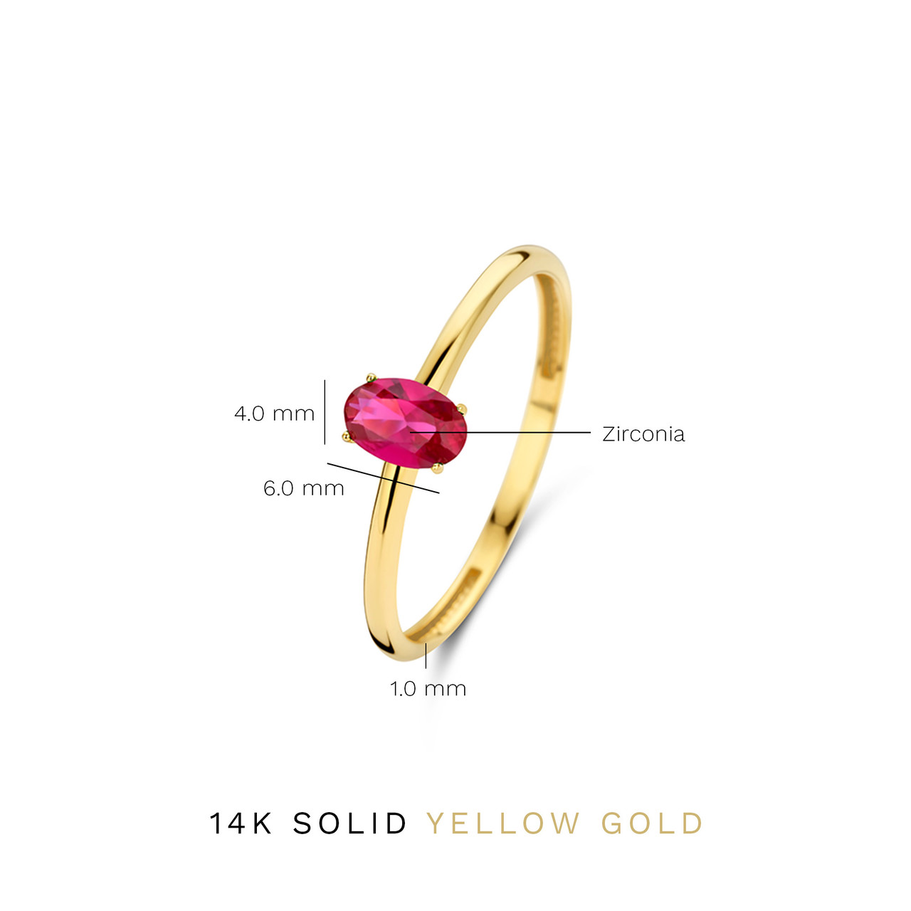 Isabel Bernard Baguette Roux 14 karat gold ring with red zirconia stone