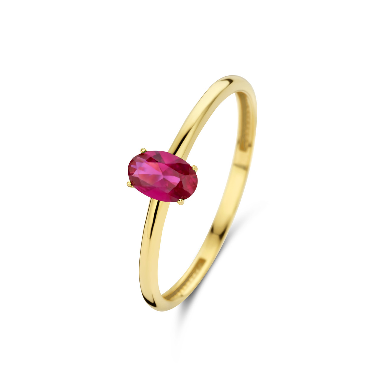 Isabel Bernard Baguette Roux 14 karat gold ring with red zirconia stone