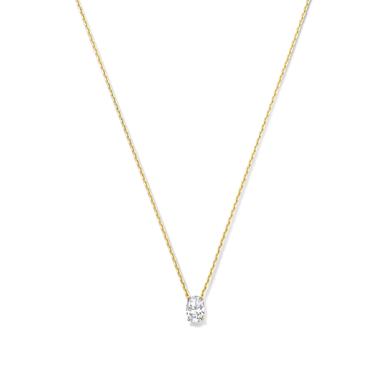 Isabel Bernard Baguette Genevieve 14 karat gold necklace with white zirconia stone