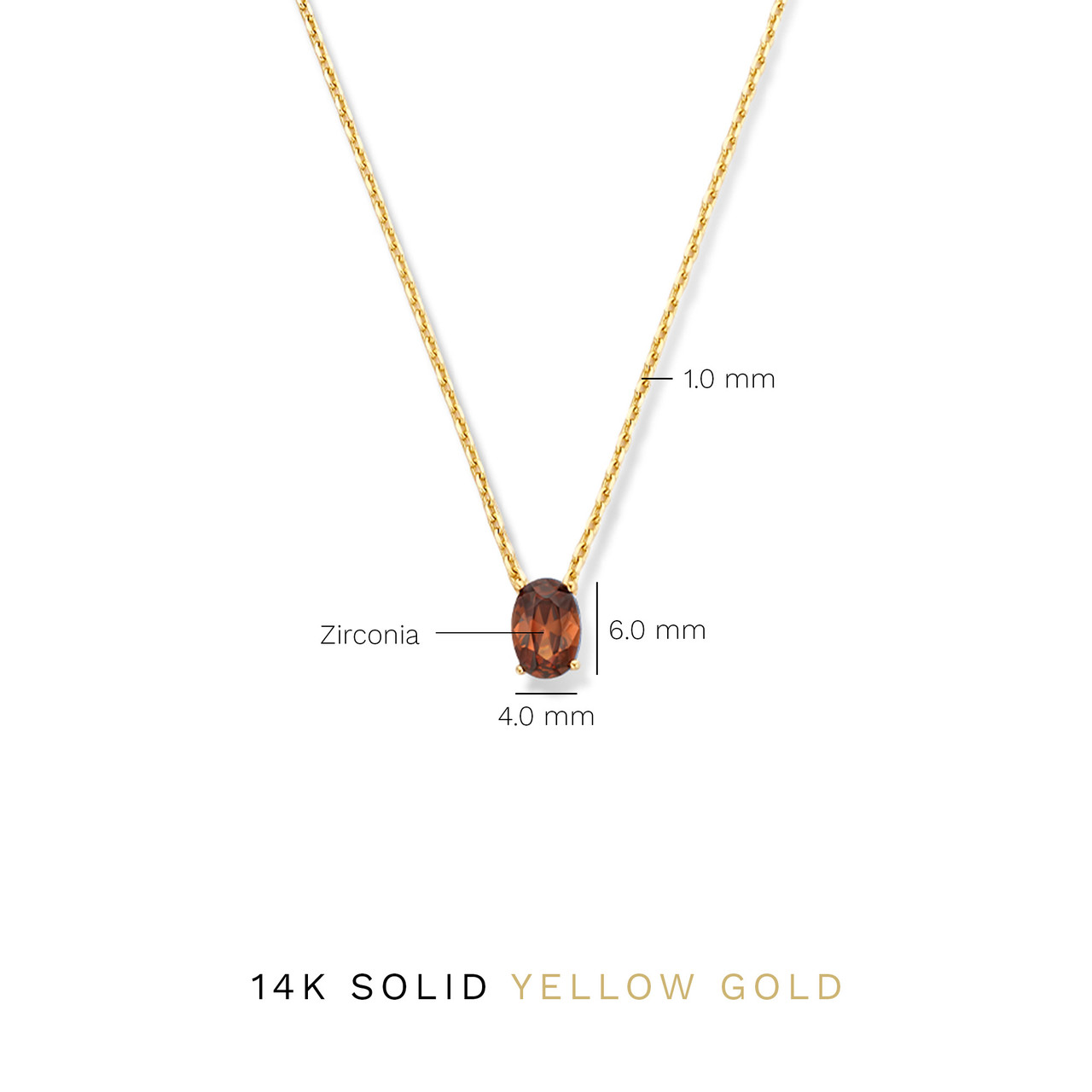 Isabel Bernard Baguette Brune 14 karat gold necklace with brown zirconia stone