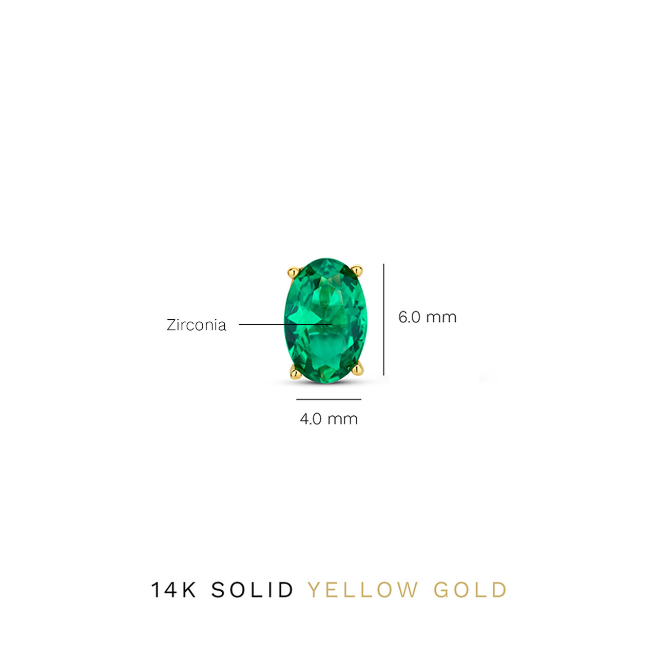 Isabel Bernard Baguette Olivia 14 karat gold stud ear studs with green zirconia stone