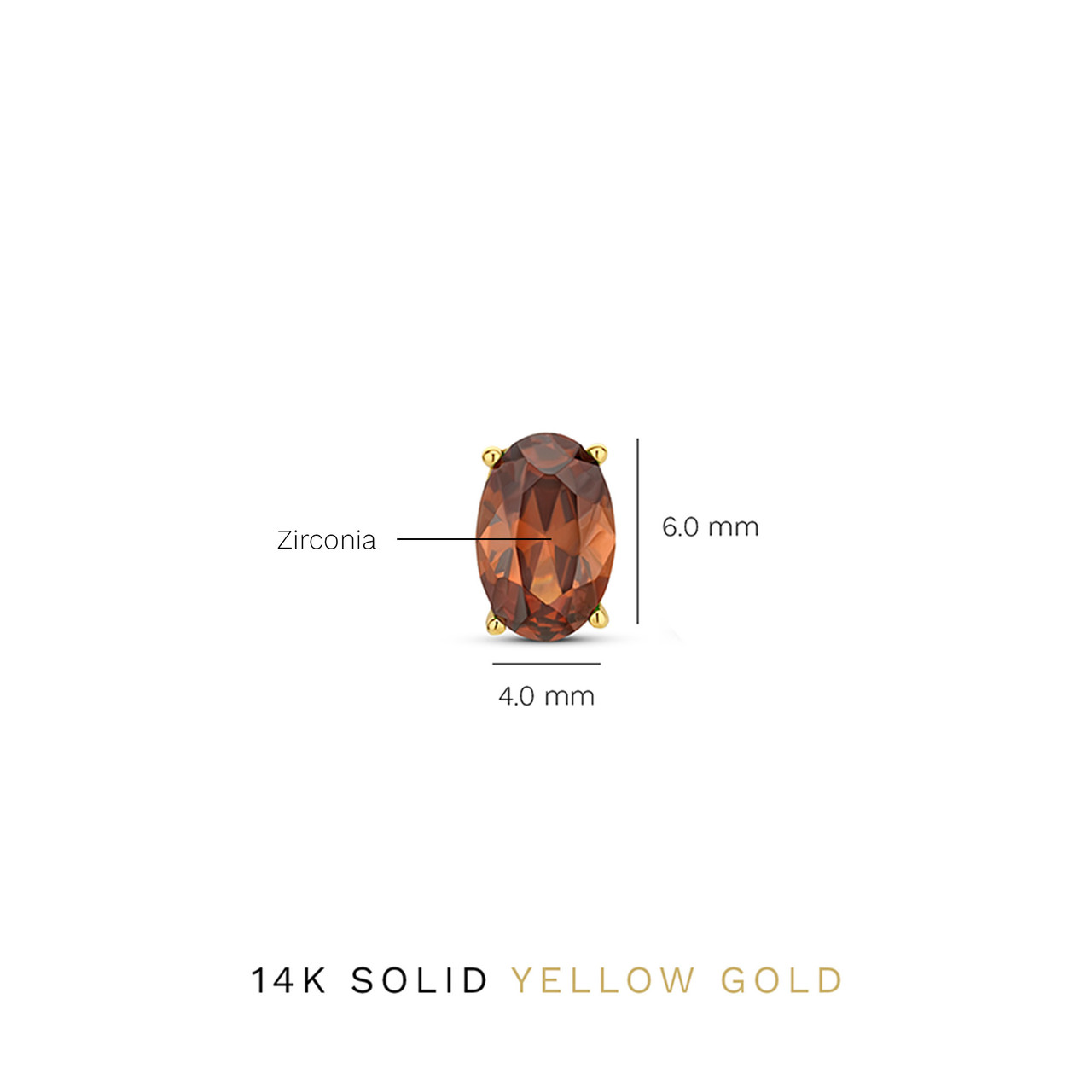 Isabel Bernard Baguette Brune 14 karat gold stud ear studs with brown zirconia stone