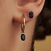 Isabel Bernard Baguette Nila 14 karat gold stud ear studs with blue zirconia stone