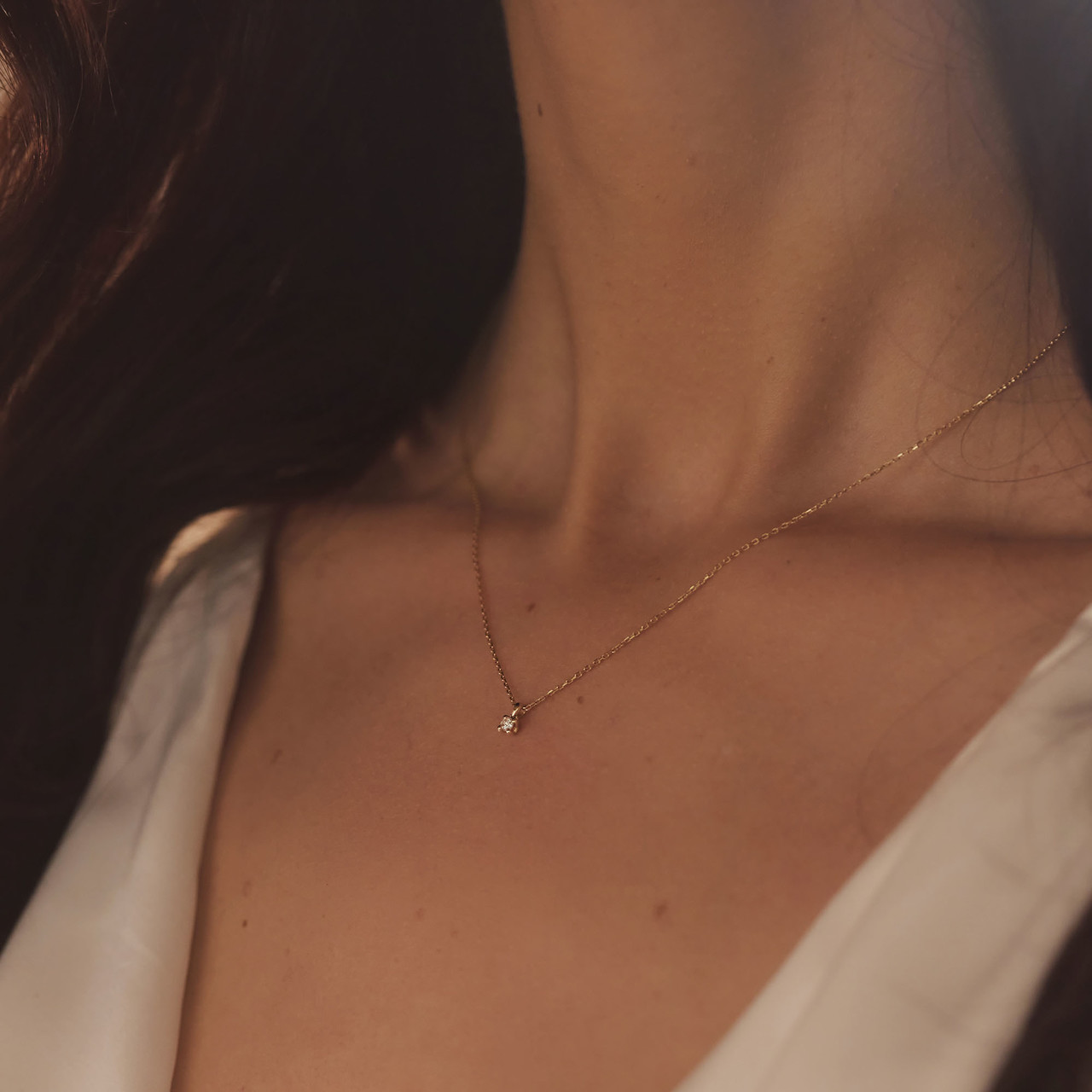 Isabel Bernard De la Paix Céline 14 karat gold necklace with diamond 0.05 carat