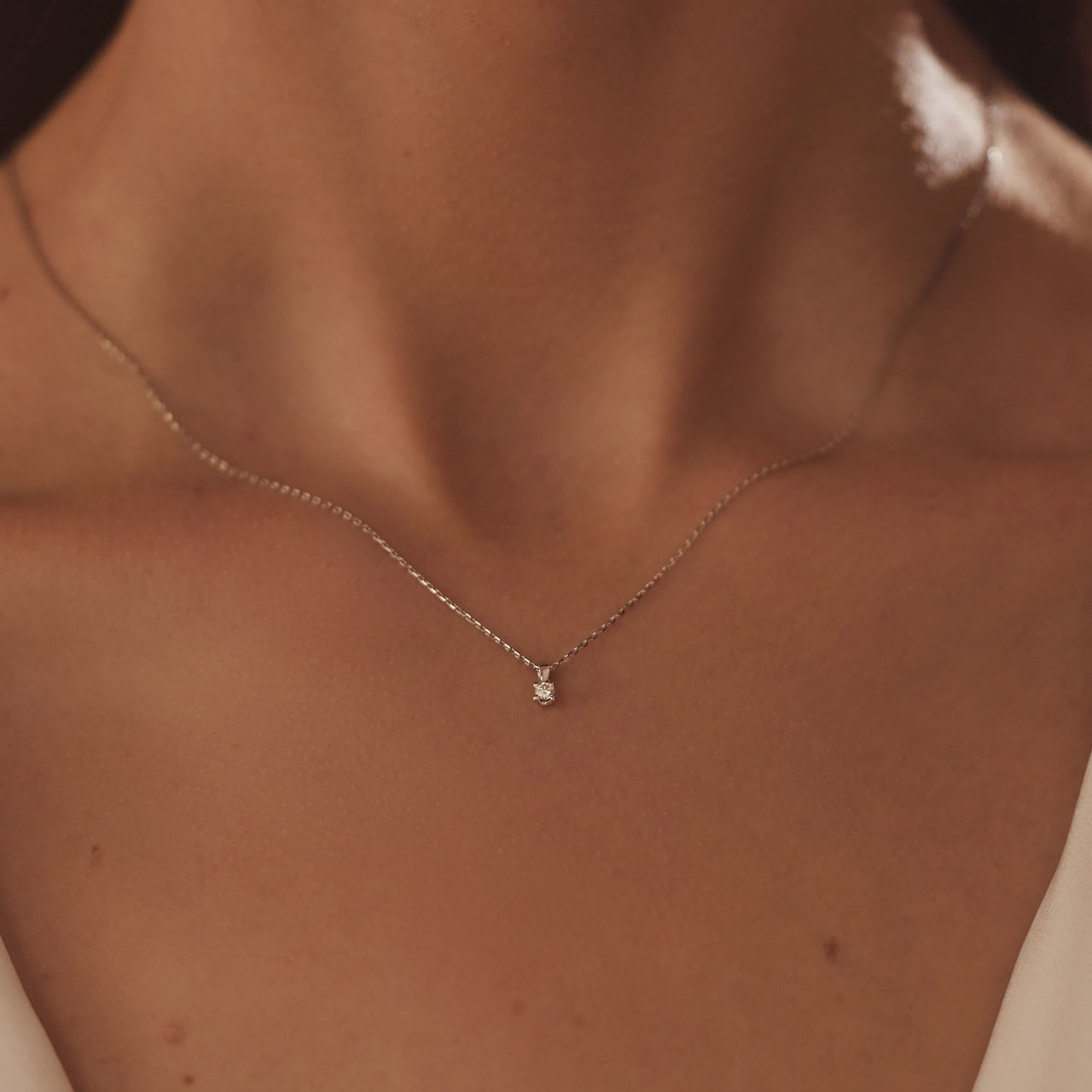 Isabel Bernard De la Paix Céline 14 karat white gold necklace with diamond 0.05 carat