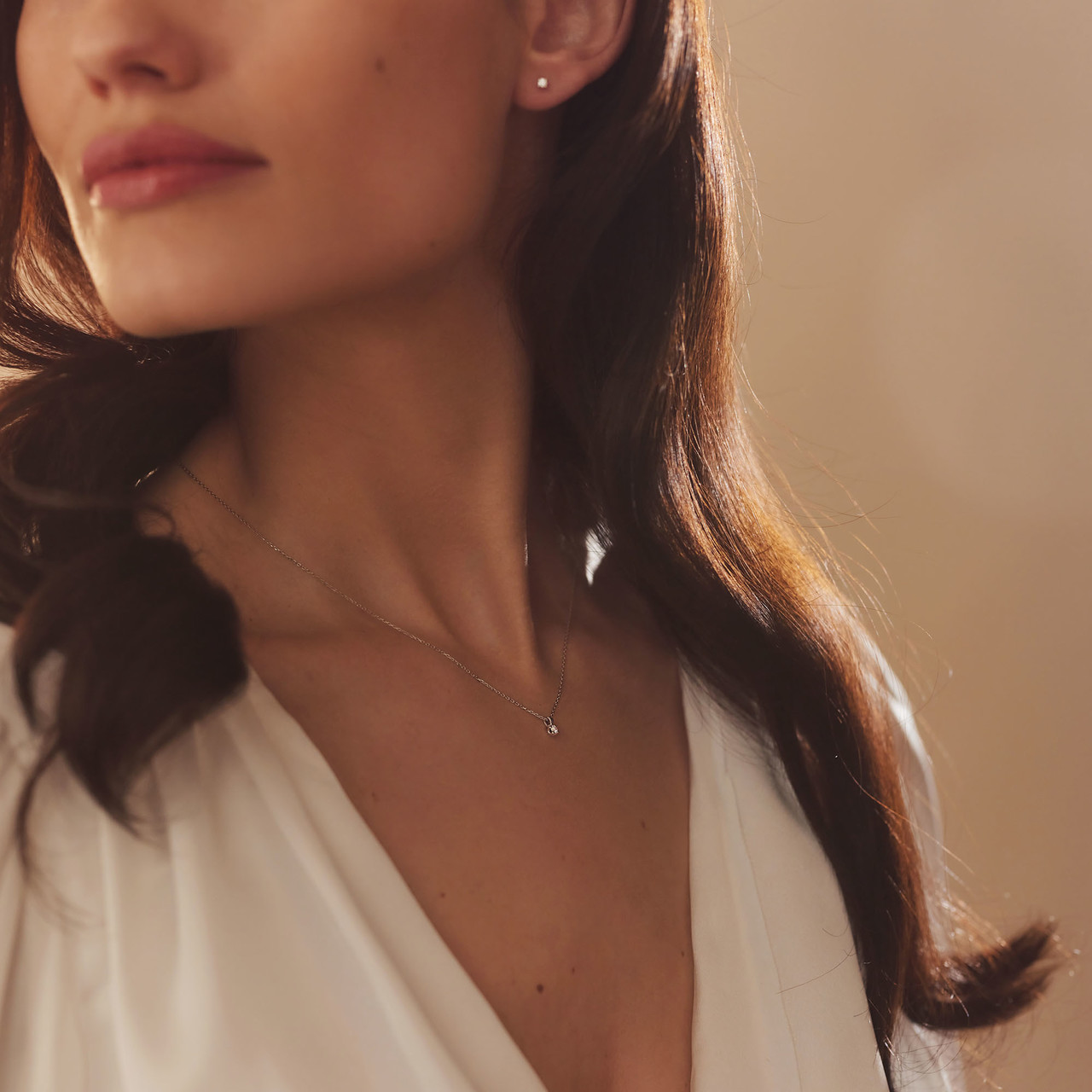 Isabel Bernard De la Paix Céline 14 karat white gold necklace with diamond 0.05 carat