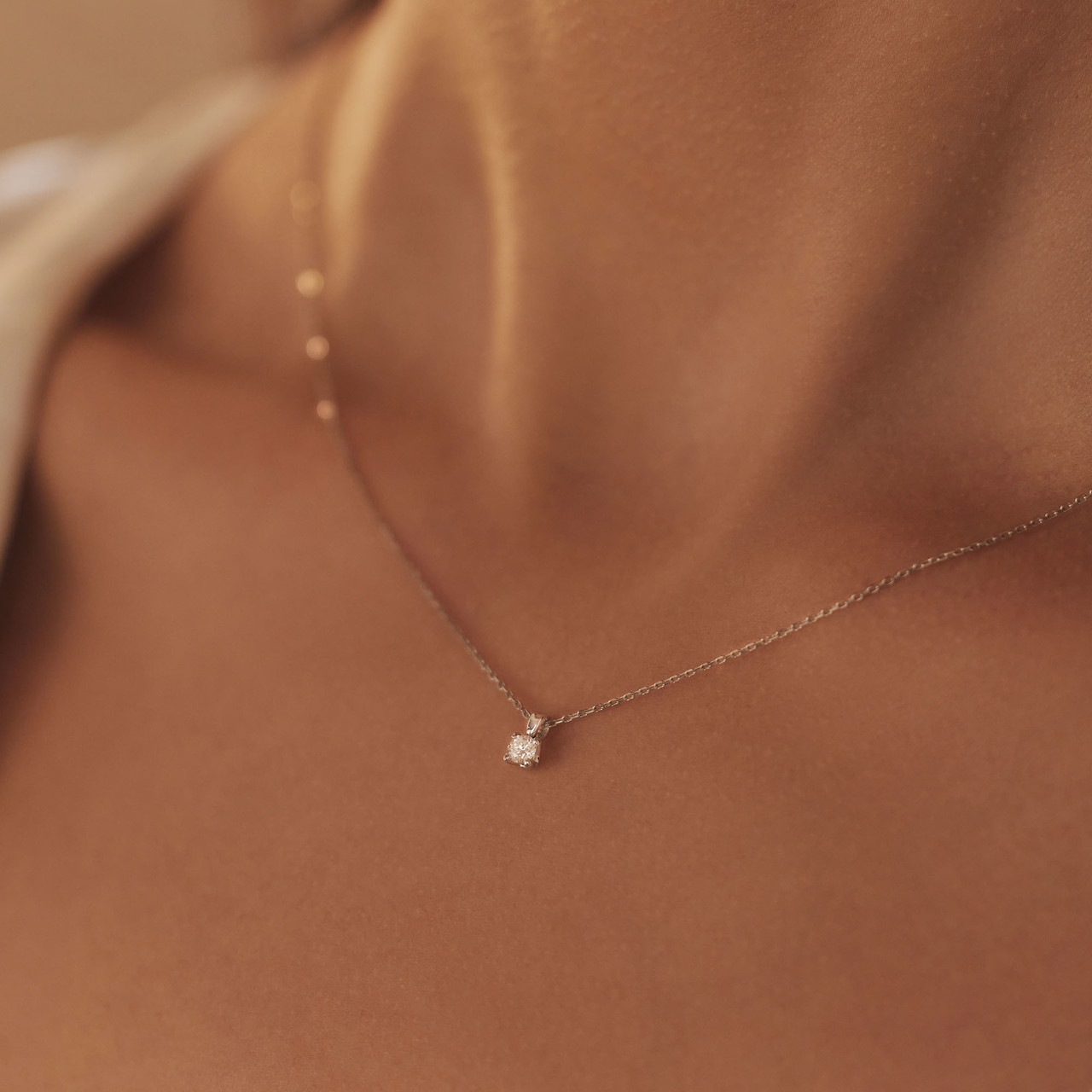 Isabel Bernard De la Paix Christine 14 karat white gold necklace with diamond 0.10 carat