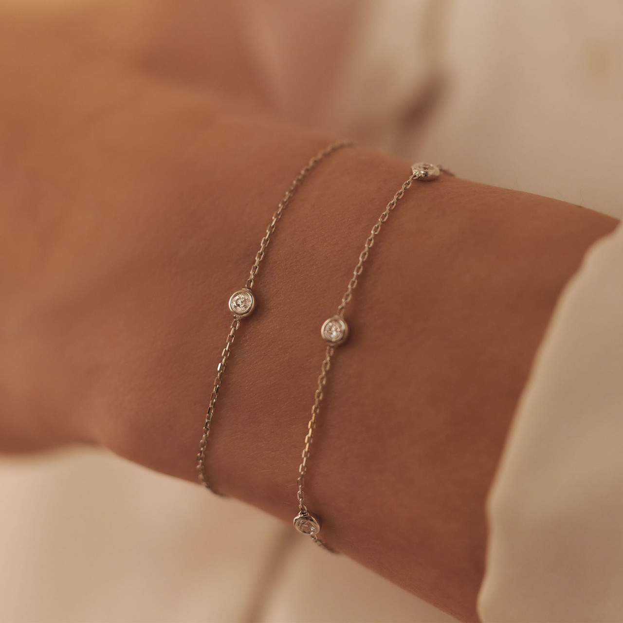 Isabel Bernard De la Paix Alfie 14 karat white gold bracelet with diamond 0.05 carat