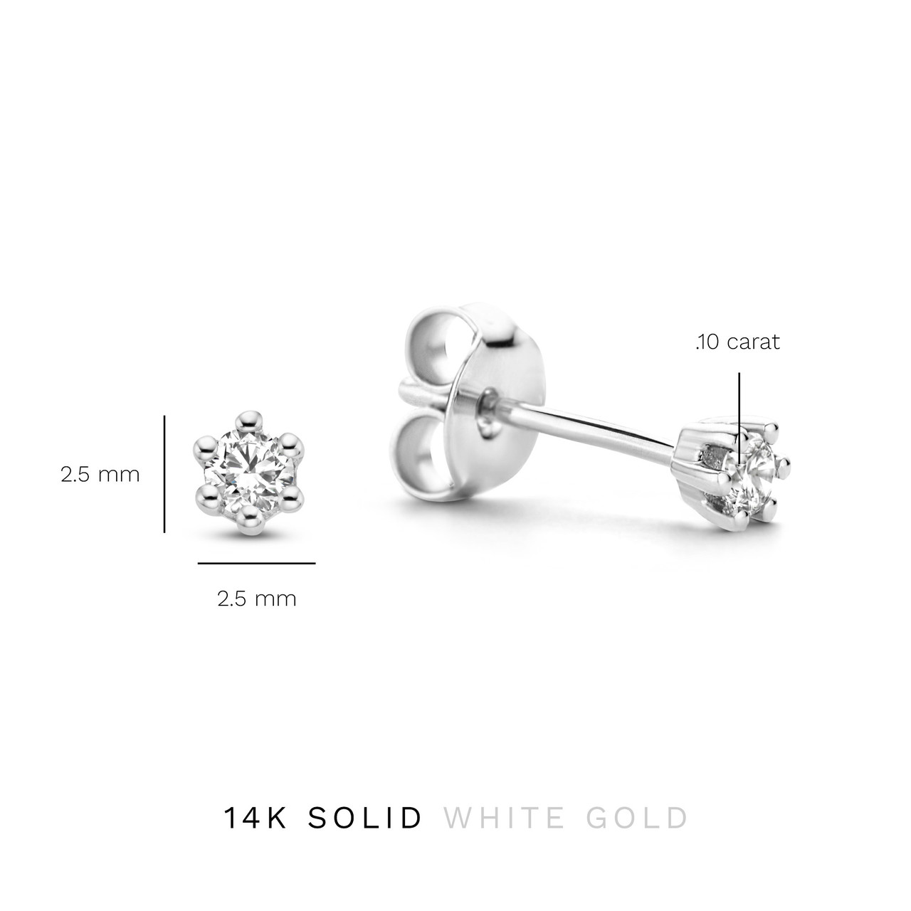 Isabel Bernard De la Paix Emily 14 karat white gold ear studs with diamond 0.10 carat