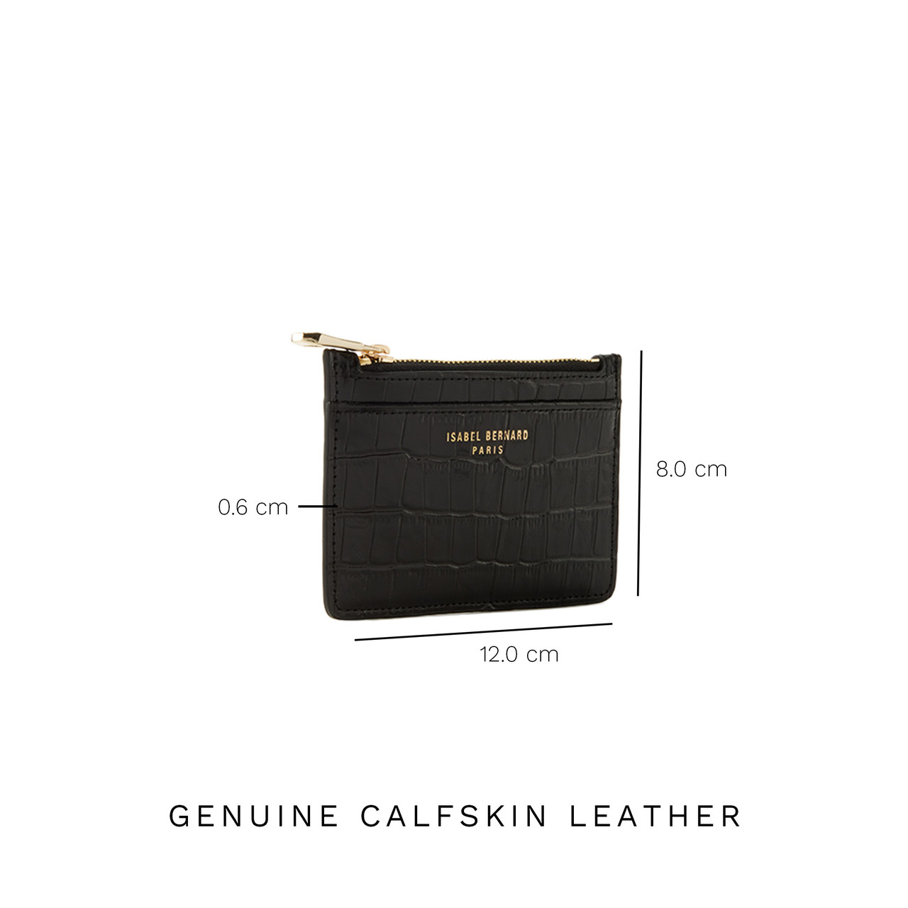 Isabel Bernard Honoré Aveline croco black calfskin leather card holder