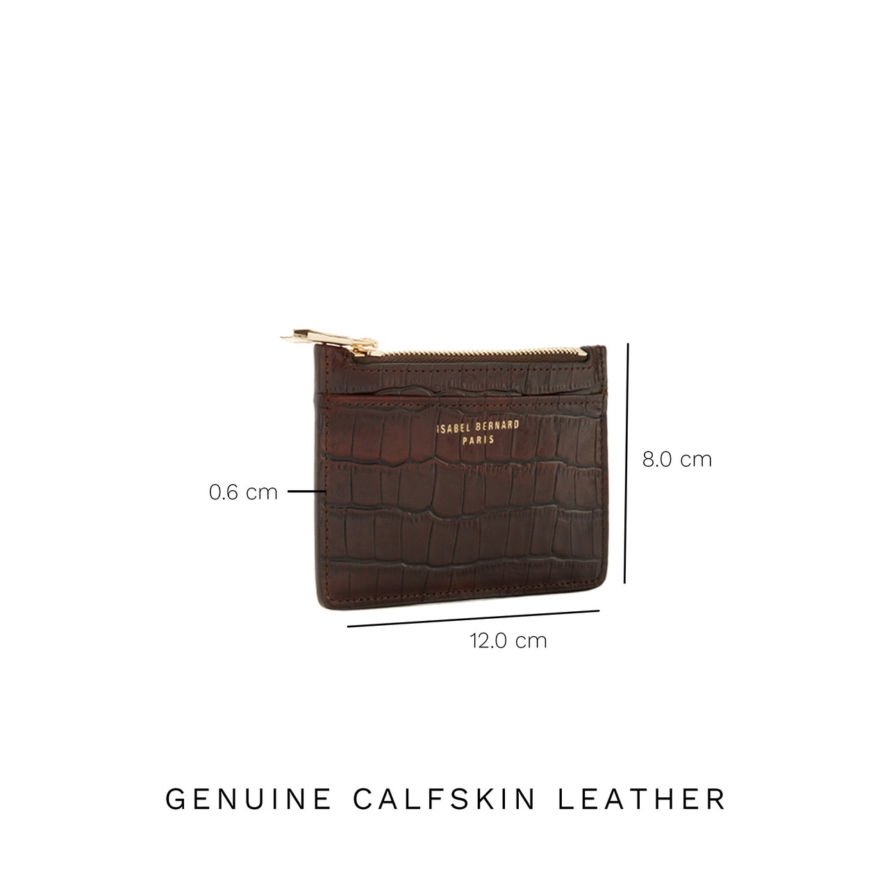 Isabel Bernard Honoré Aveline croco brown calfskin leather card holder