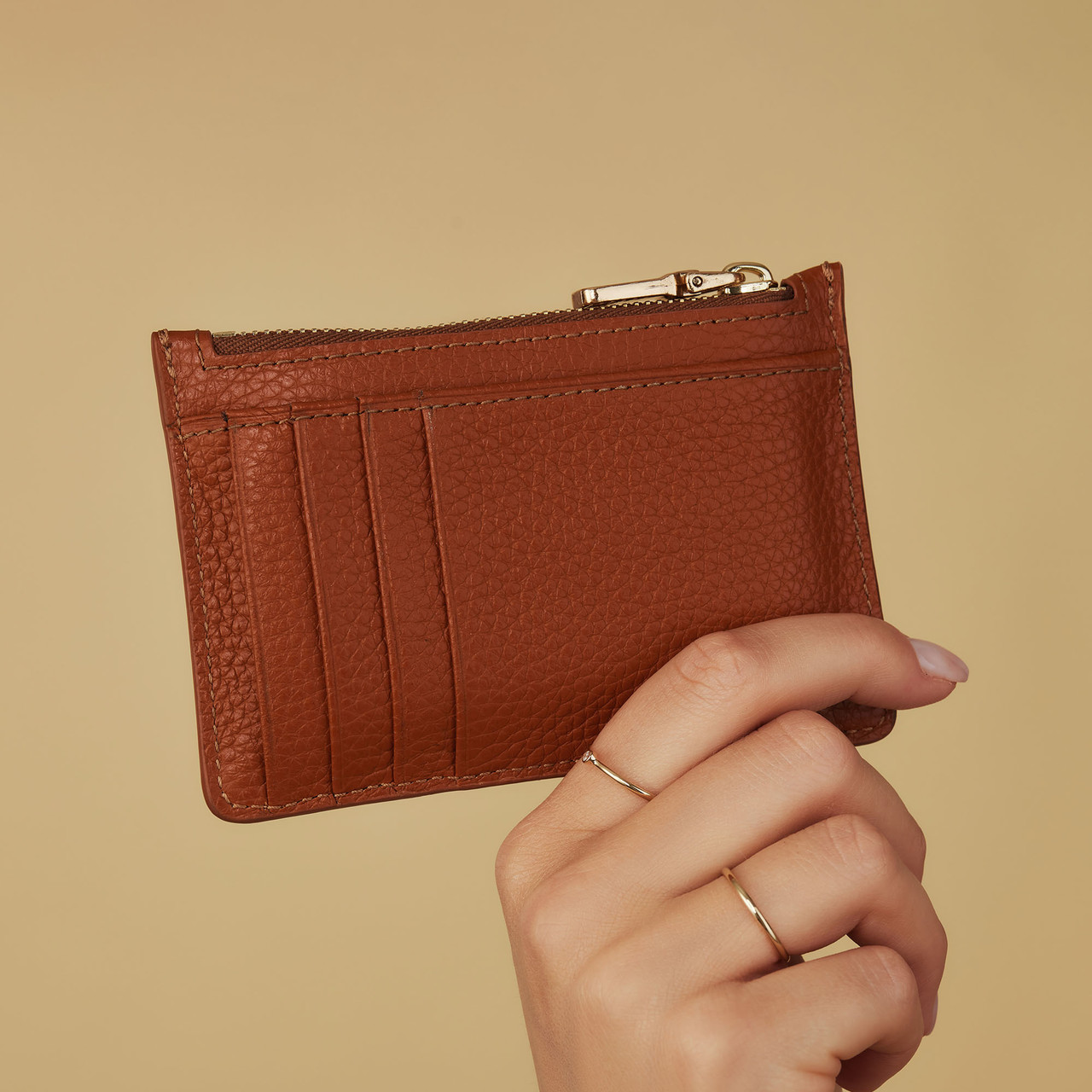 Isabel Bernard Honoré Aveline cognac calfskin leather card holder