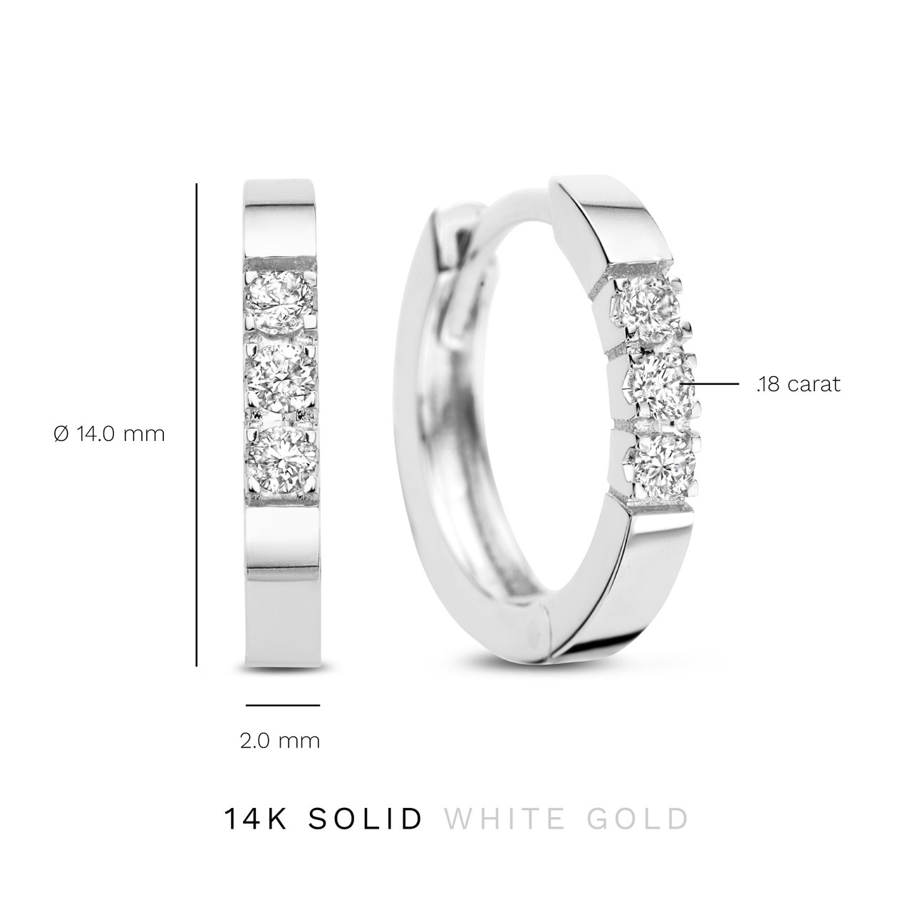 Isabel Bernard De la Paix Madeline 14 karat white gold hoop earrings with diamond 0.15 carat