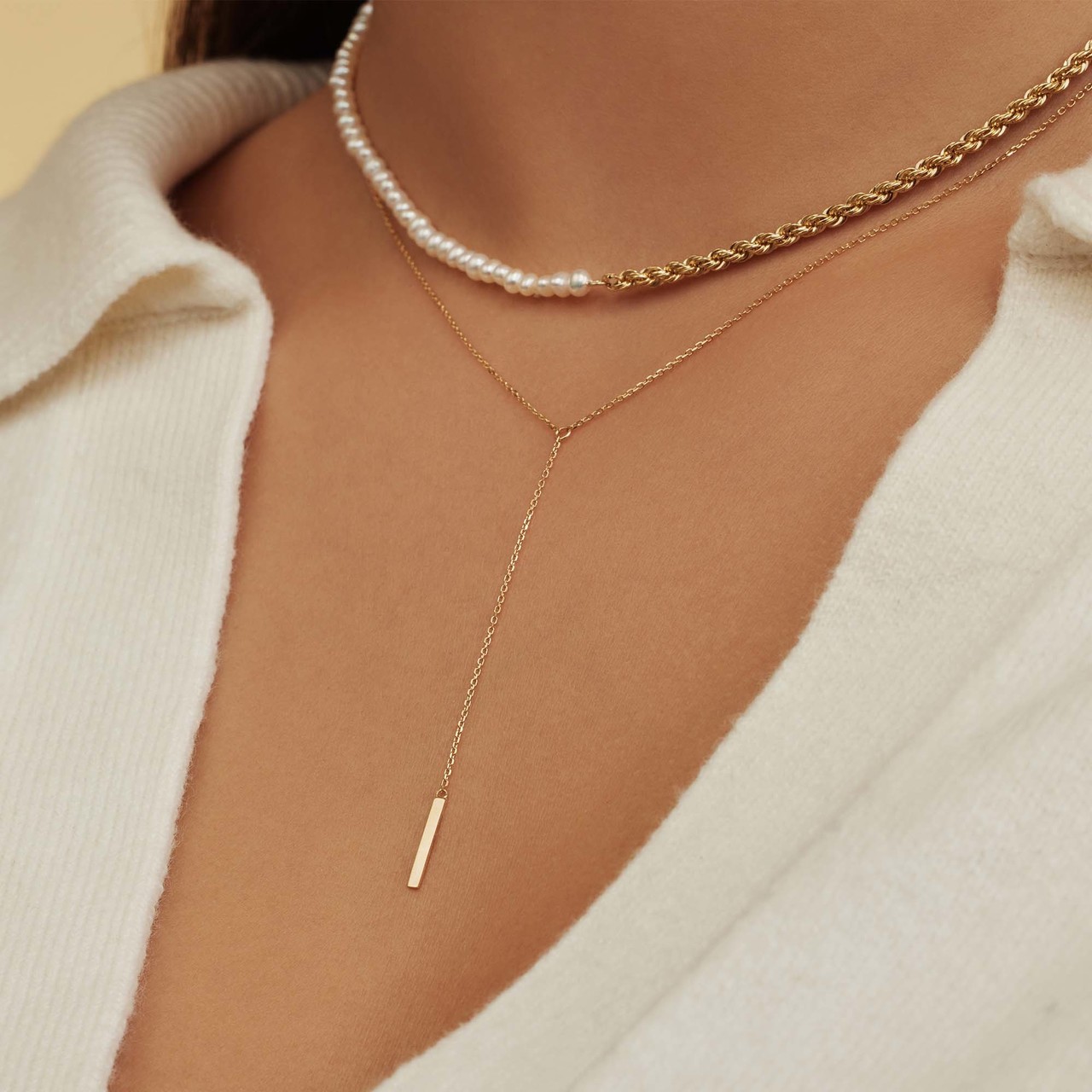 Isabel Bernard Monceau Josephine 14 karat gold necklace with rod