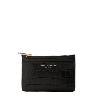 Isabel Bernard Honoré Aveline croco black calfskin leather card holder