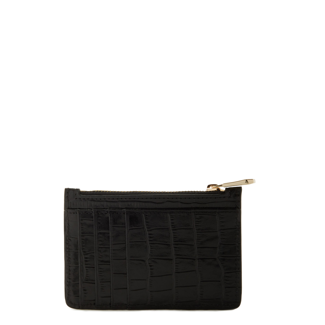 Isabel Bernard Honoré Aveline croco black calfskin leather card holder