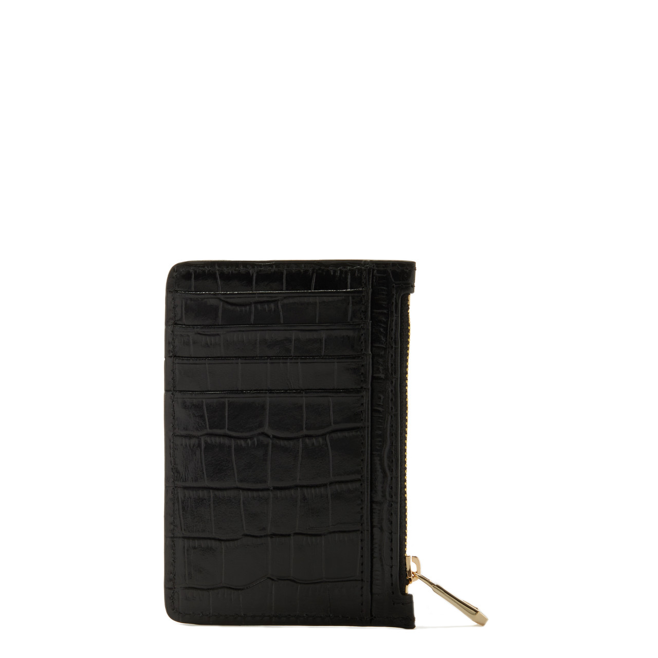 Isabel Bernard Honoré Aveline croco black calfskin leather card holder