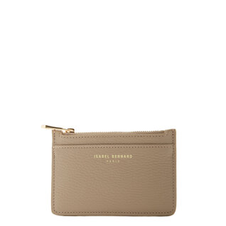 Isabel Bernard Honoré Aveline taupe calfskin leather card holder