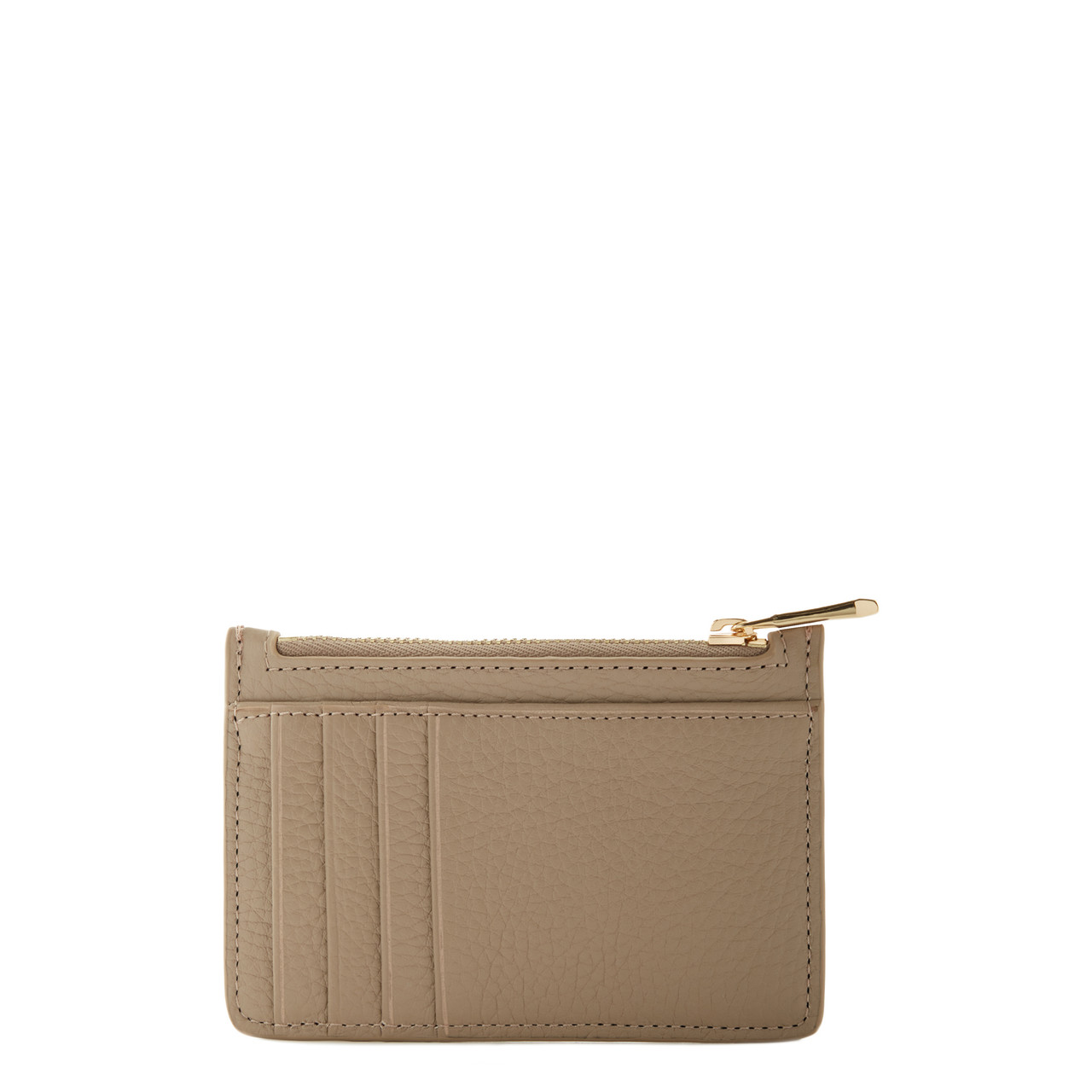 Isabel Bernard Honoré Aveline taupe calfskin leather card holder