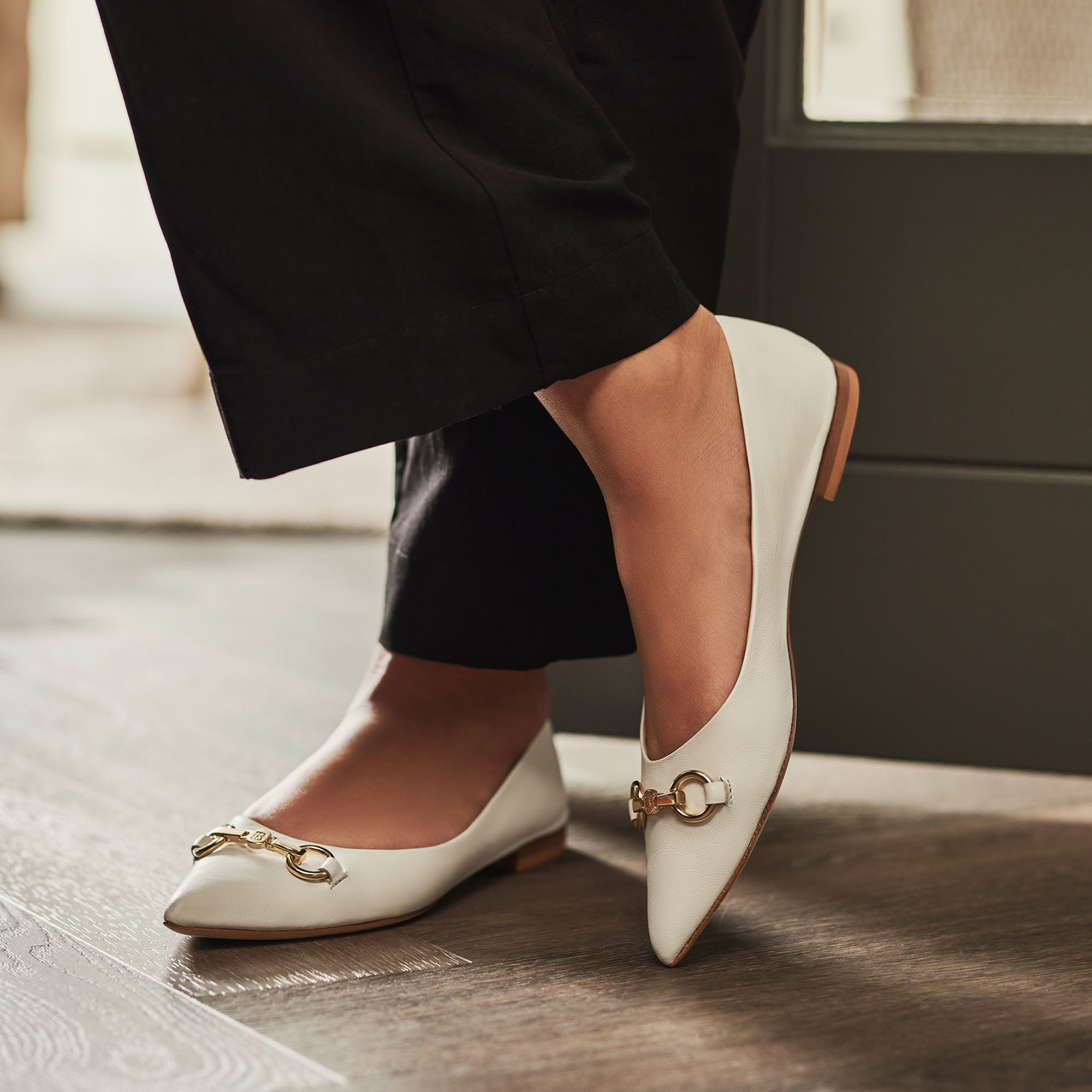 Isabel Bernard Vendôme Elita white calfskin leather ballerinas