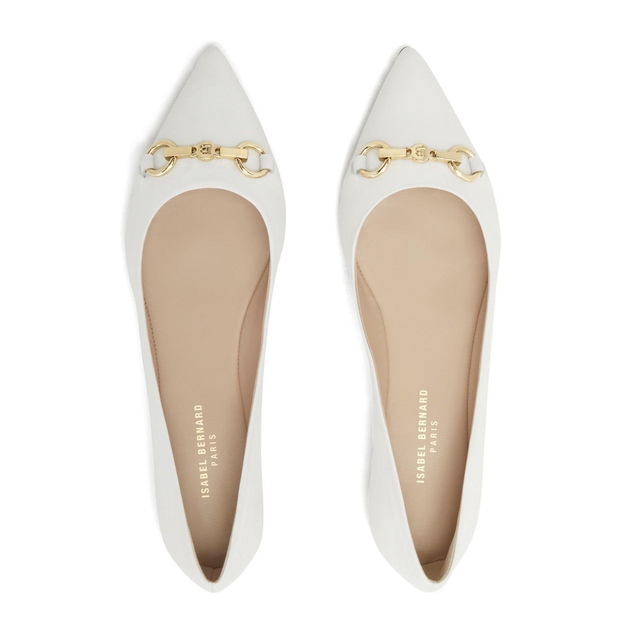 Isabel Bernard Vendôme Elita white calfskin leather ballerinas
