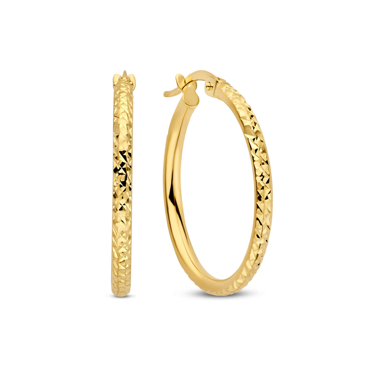 Isabel Bernard Rivoli Laura 14 karat gold hoop earrings with diamond cut
