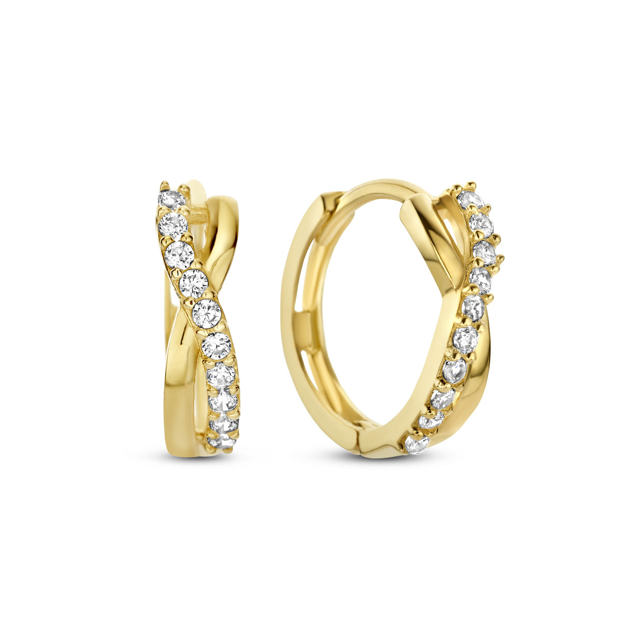 Isabel Bernard Rivoli Esmée 14 karat gold hoop earrings with zirconia stones